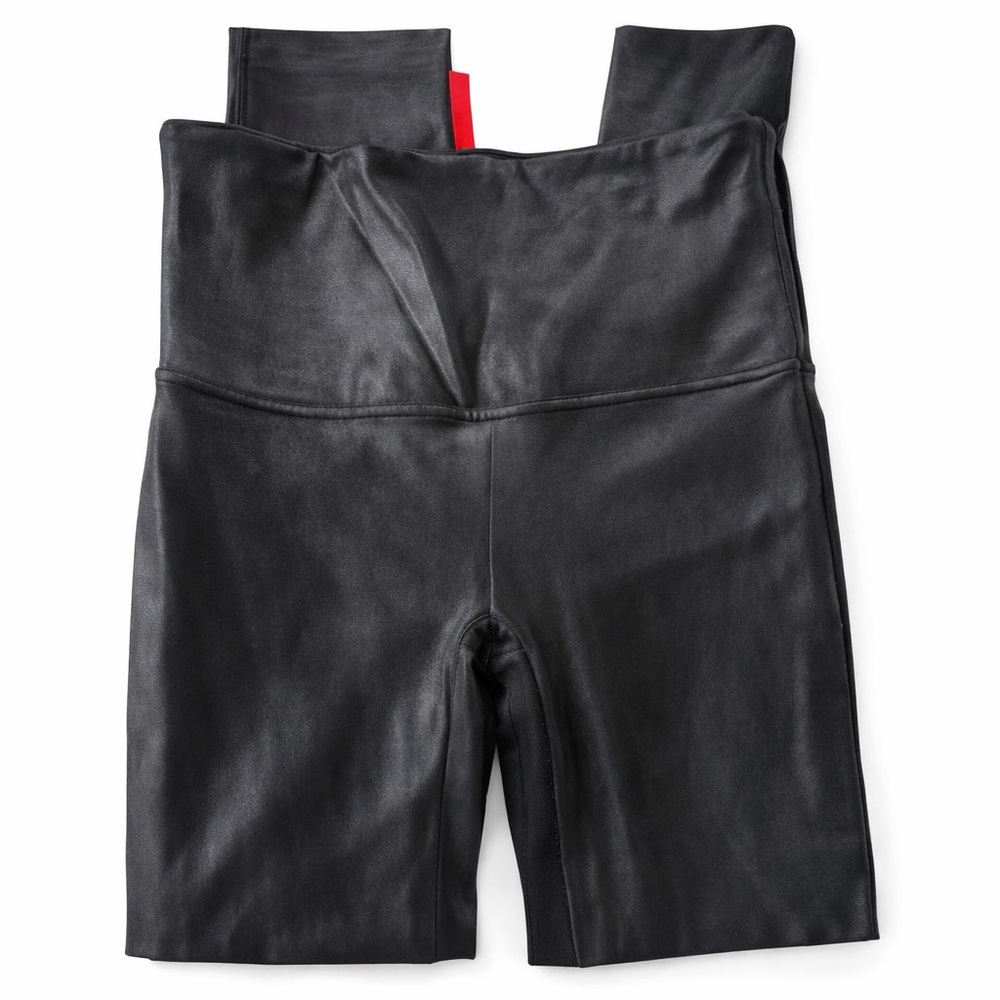 Black Spanx Faux Leather High-Waisted Leggings XL